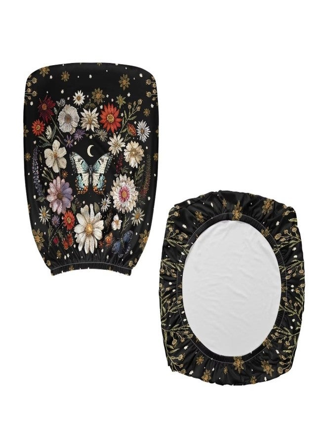 Talayituse Butterfly Daisy Moon Print Office Chair Cover Stretchable Desk Chair Cover Thick Chair Seat Cover Computer Chair Covers Slipcover for Universal Office Chair - Image 3